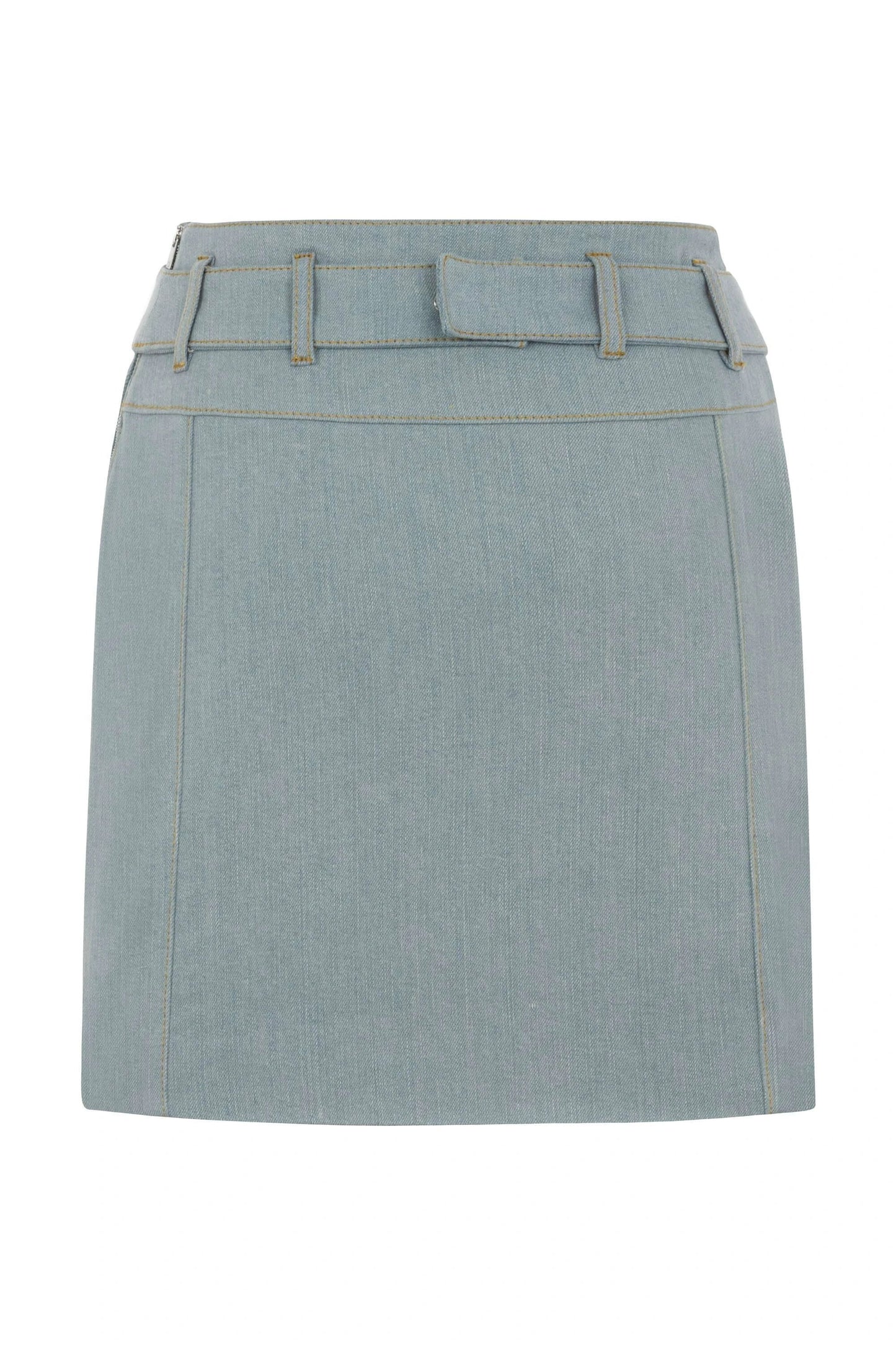 JENDUE Monte Belted Denim Skirt - Light Wash Mini Skirt by Jendue