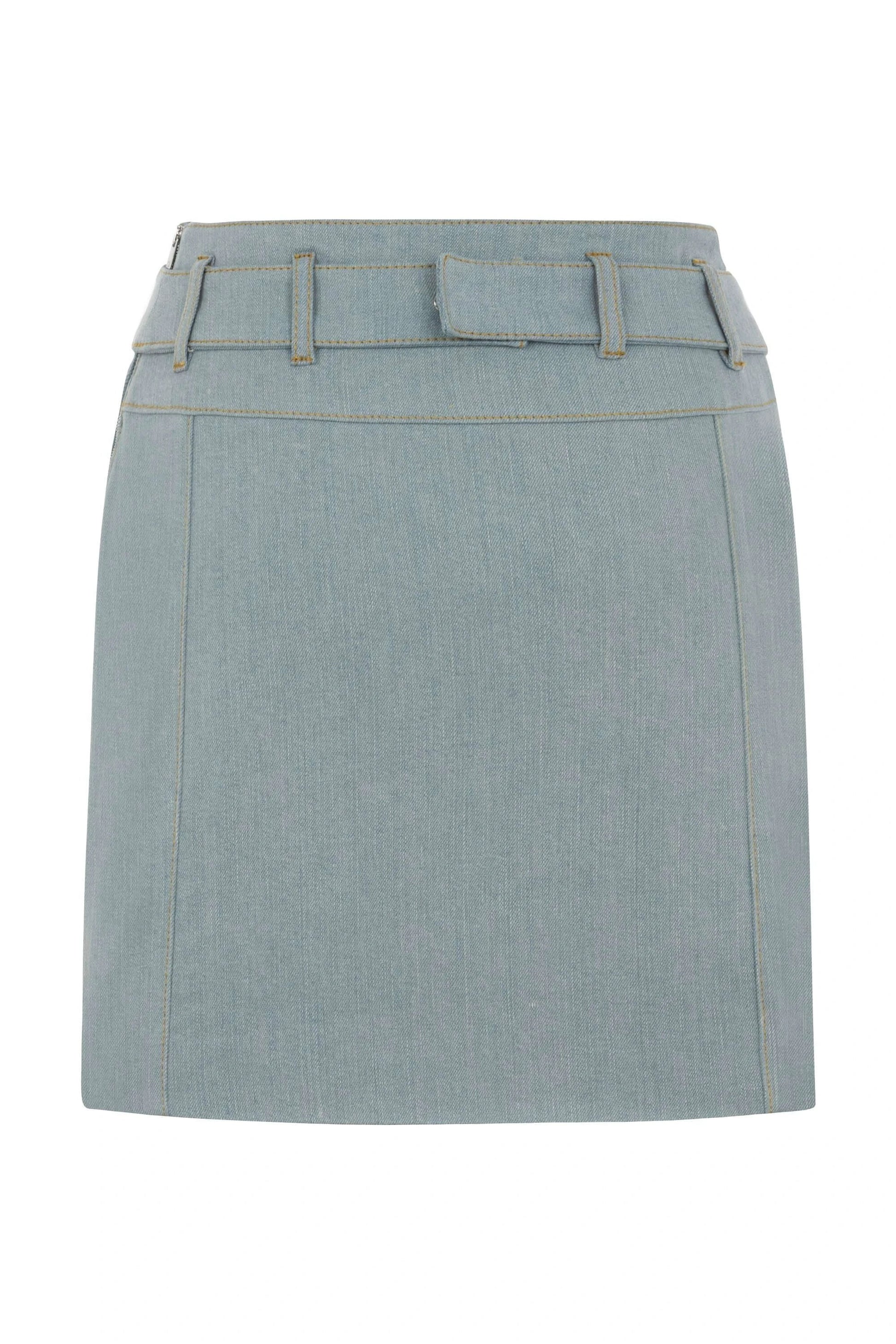 JENDUE Monte Belted Denim Skirt - Light Wash Mini Skirt by Jendue