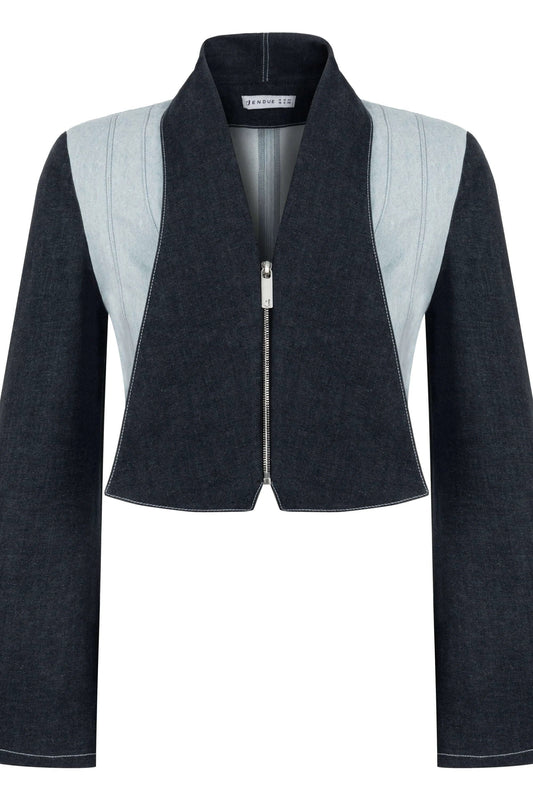 JENDUE Monte Denim Jacket - Stylish Zip-Front Crop Top by Jendue