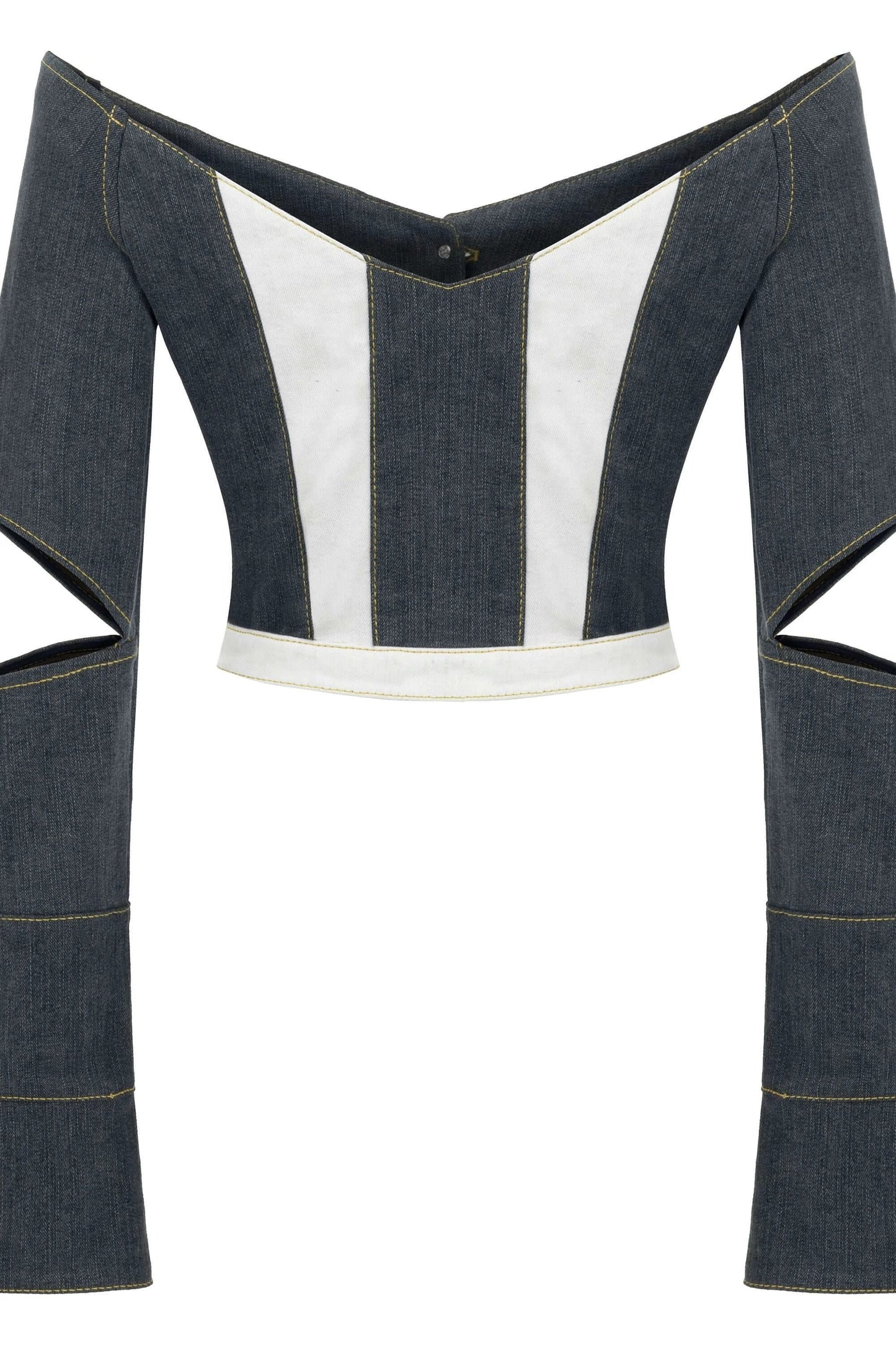 JENDUE Monte Off Shoulder Denim Jacket - Chic Cropped Jean by Jendue