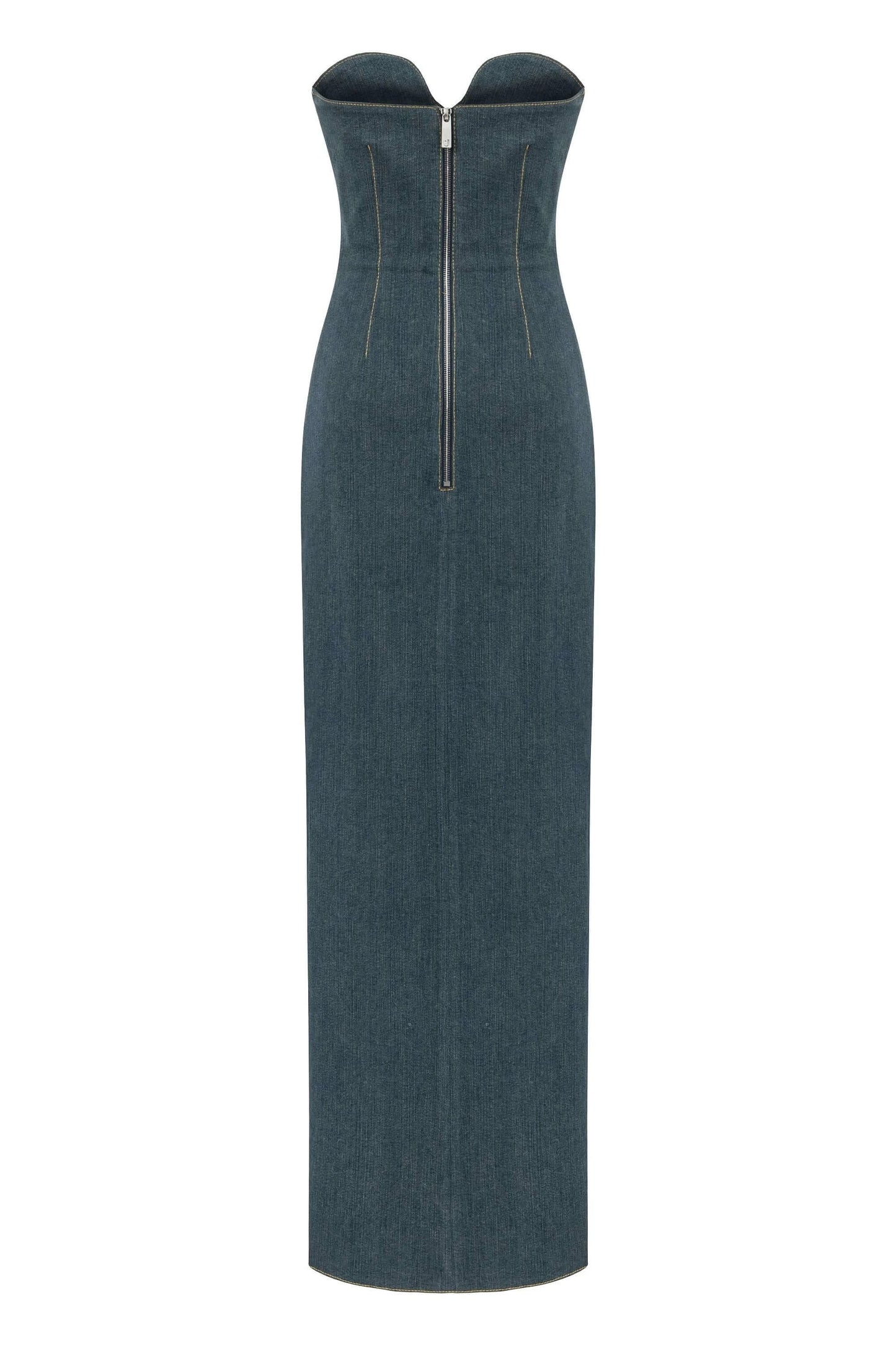 JENDUE Monte Strapless Denim Midi Dress - High Slit Style by Jendue