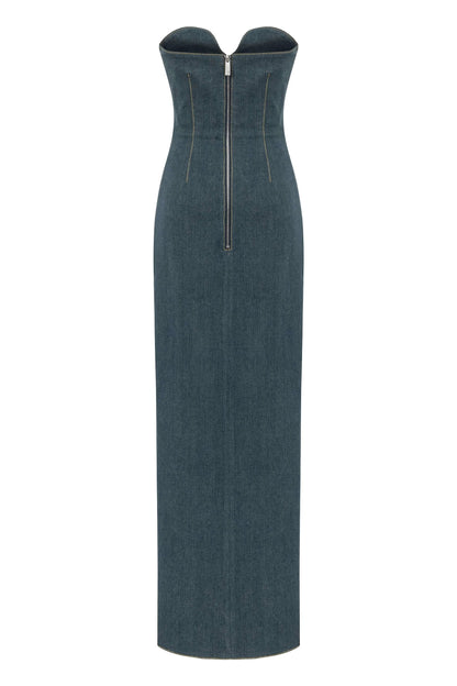 JENDUE Monte Strapless Denim Midi Dress - High Slit Style by Jendue