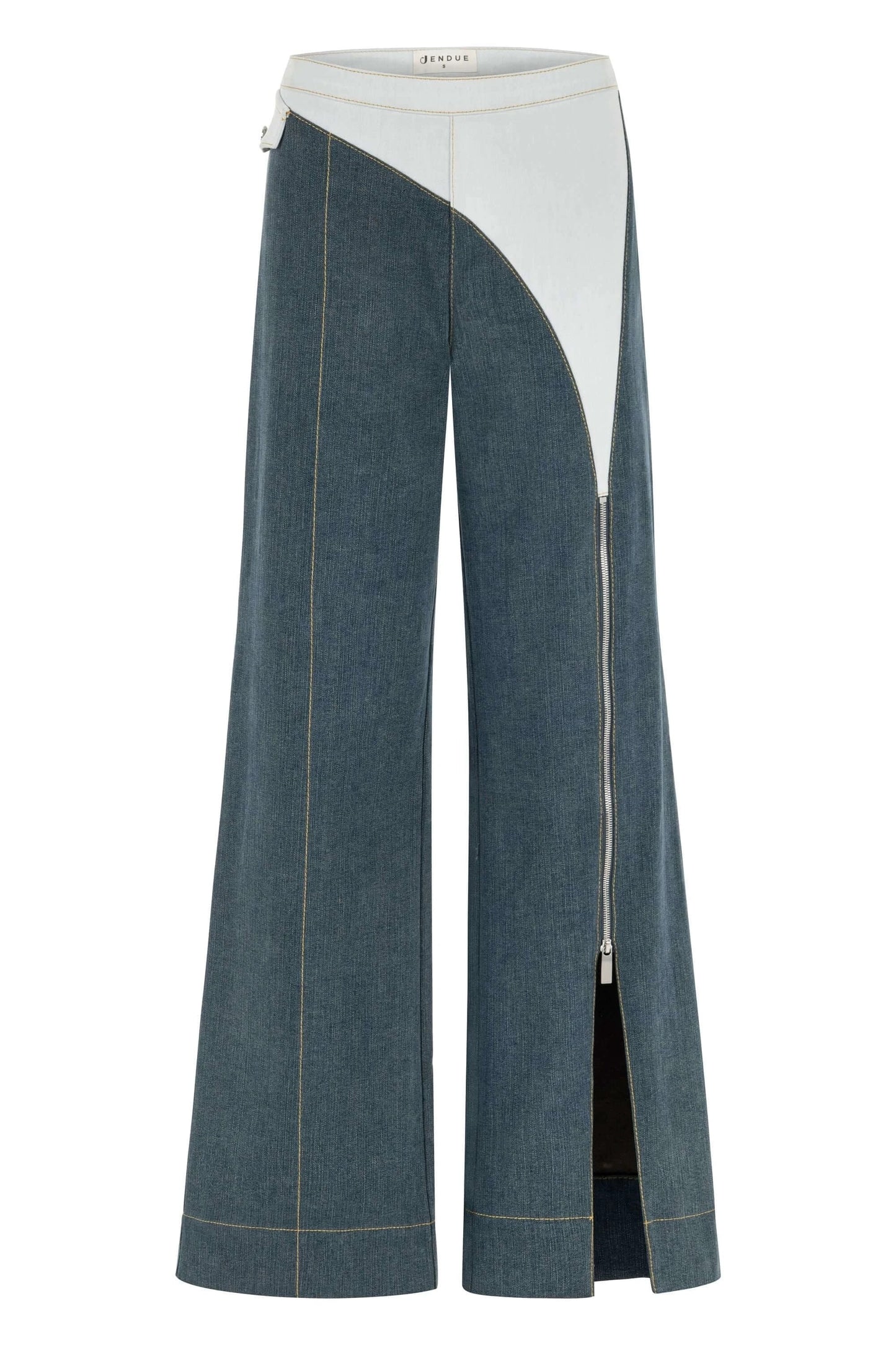 JENDUE Monte Wide Leg Denim Jeans - Unique Zip Detail by Jendue