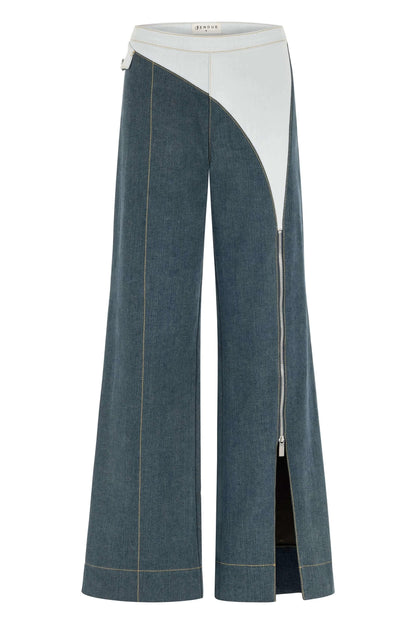 JENDUE Monte Wide Leg Denim Jeans - Unique Zip Detail by Jendue