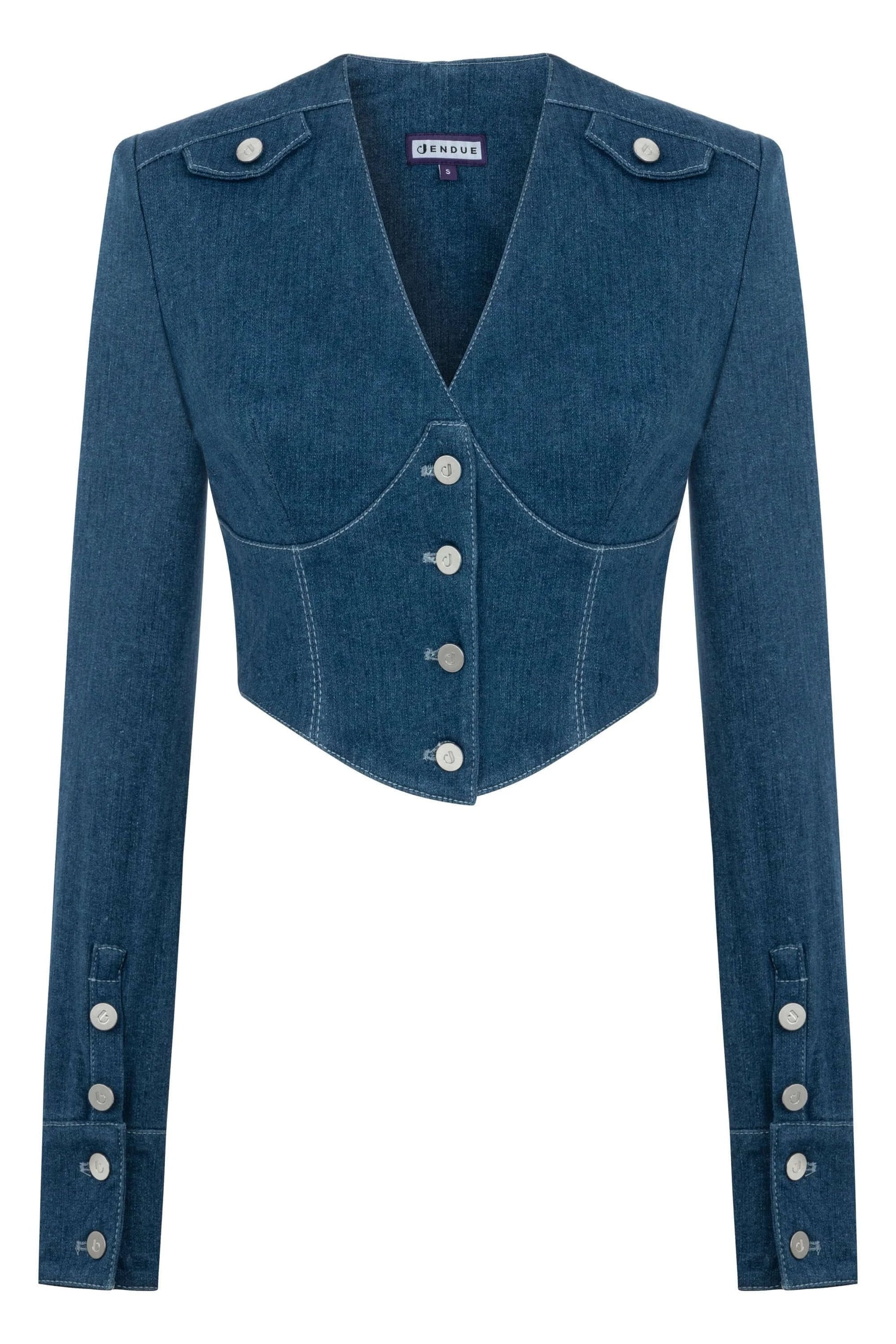 JENDUE Myla Corset Denim Top - Stylish & Structured by Jendue
