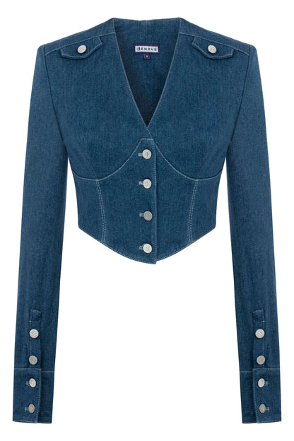 JENDUE Myla Corset Denim Top - Stylish & Structured by Jendue