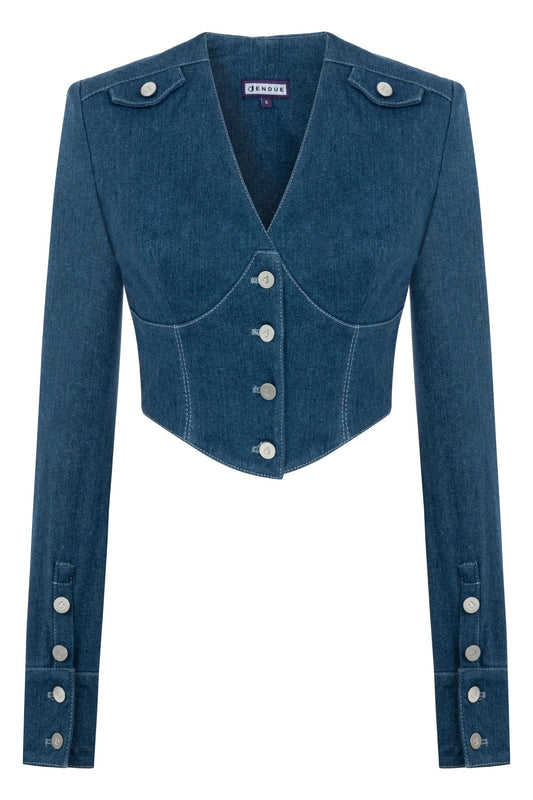 JENDUE Myla Corset Denim Top - Stylish & Structured by Jendue