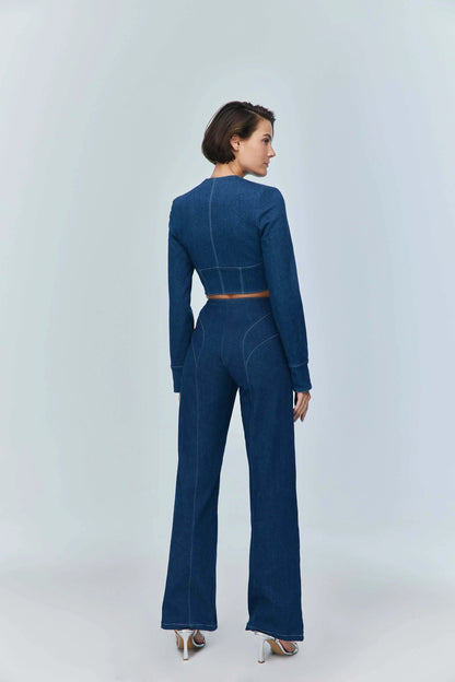 JENDUE Myla Corset Denim Top - Stylish & Structured by Jendue
