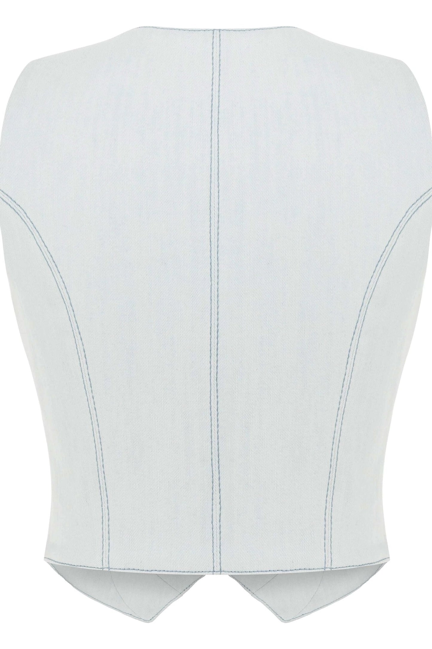 JENDUE Myla Denim Top - Light Blue Cut-Out Vest by Jendue
