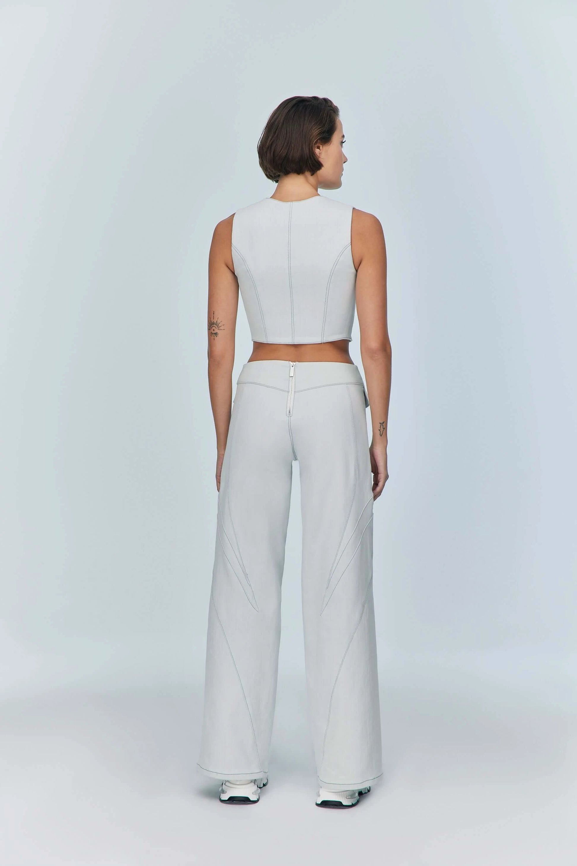 JENDUE Myla Denim Top - Light Blue Cut-Out Vest by Jendue