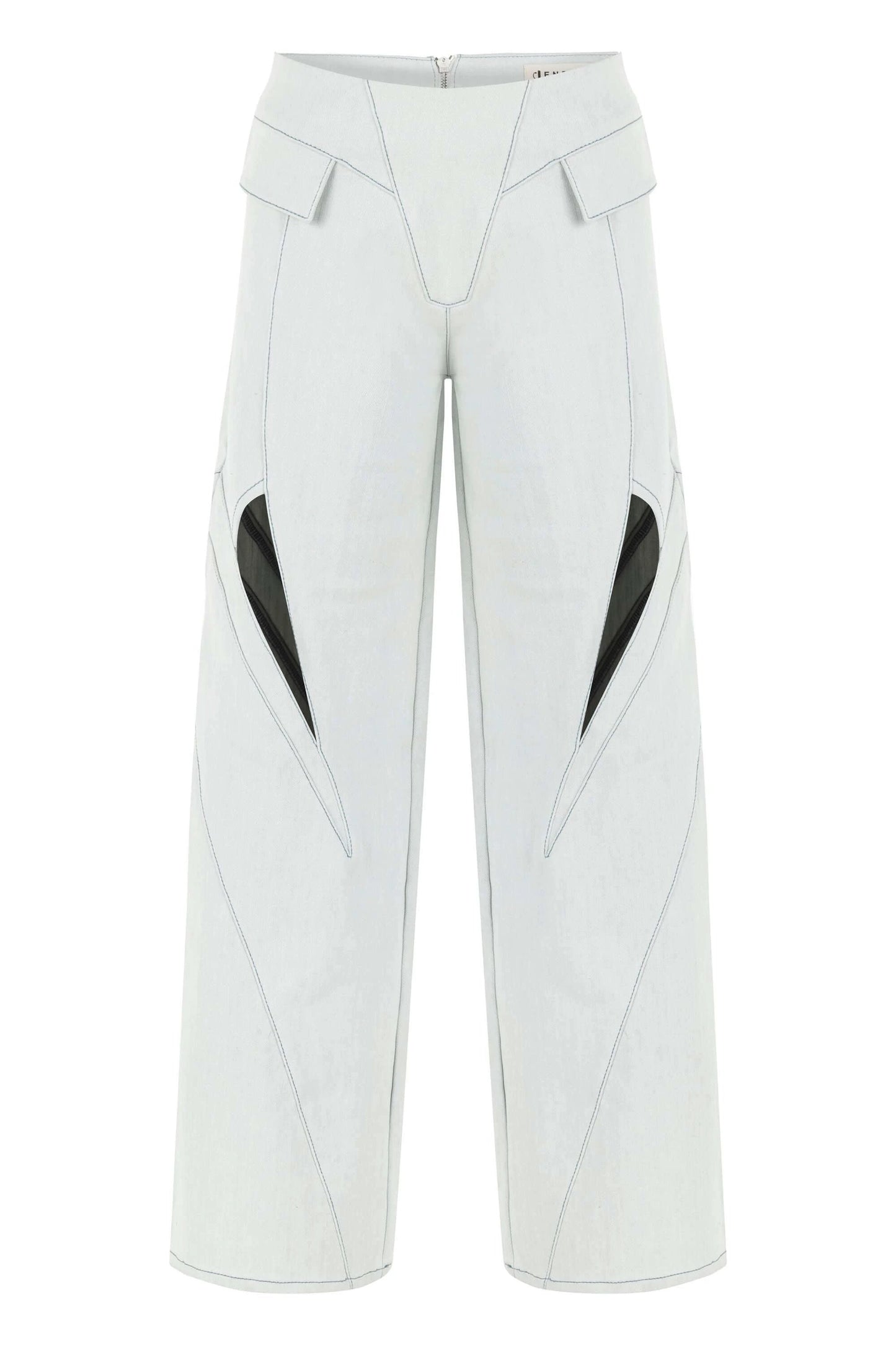 JENDUE Myla Light Denim Jean - Unique Cut-Outs & Wide Leg by Jendue