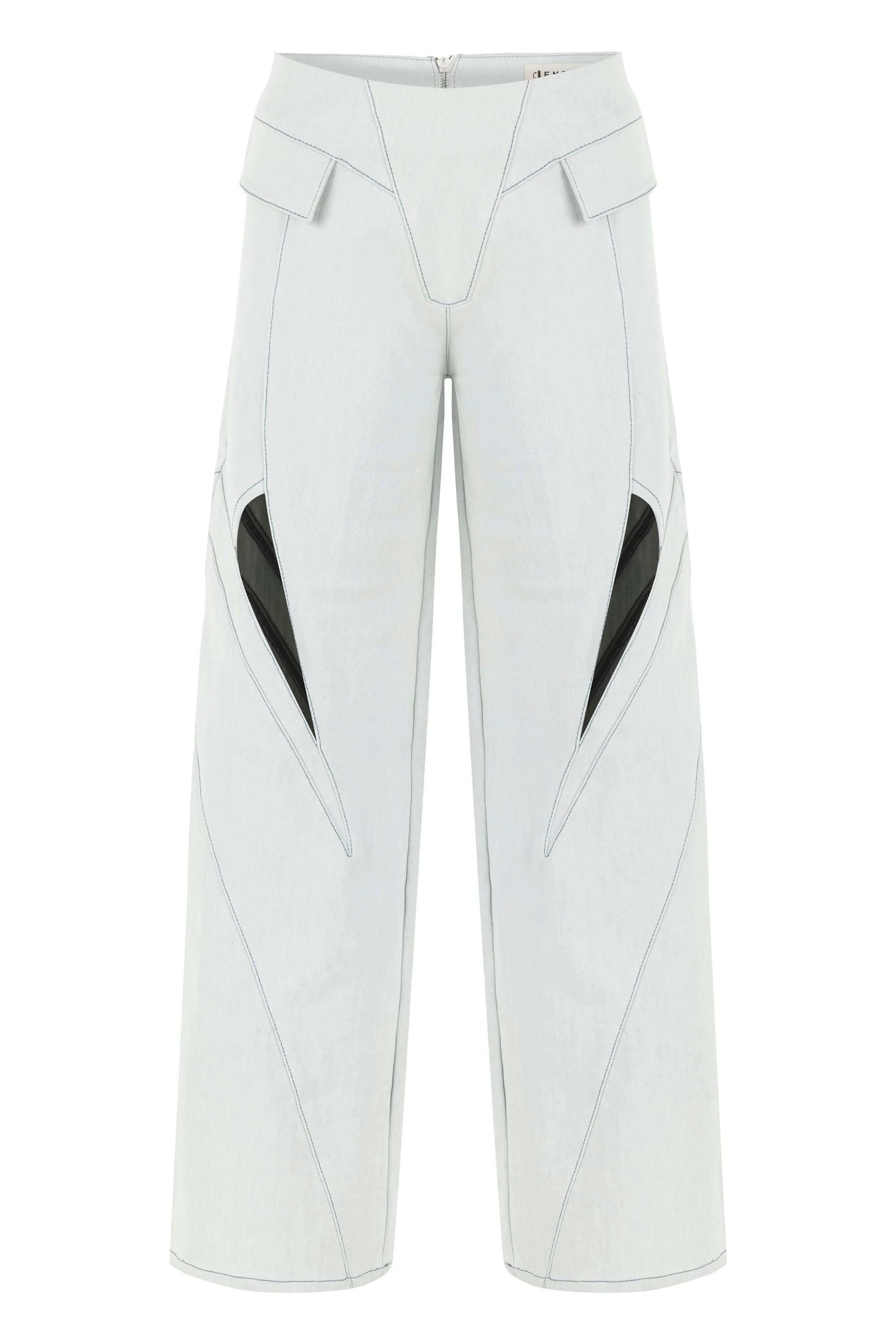 JENDUE Myla Light Denim Jean - Unique Cut-Outs & Wide Leg by Jendue