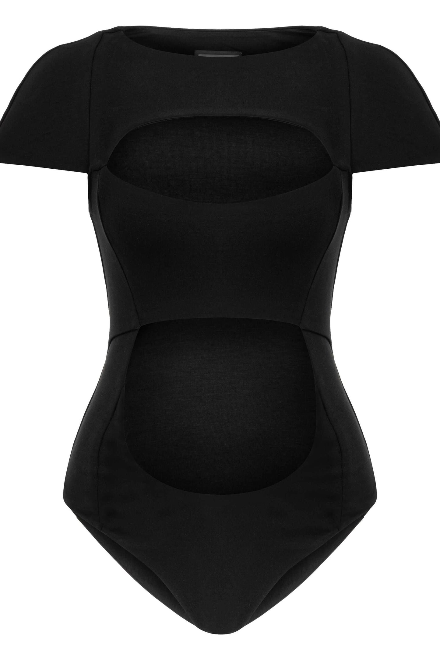 JENDUE Otara Black Bodysuit | Stylish Cut-Out Denim Top by Jendue