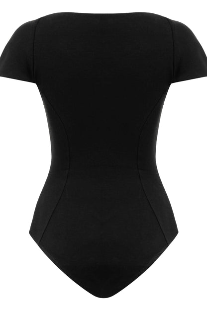 JENDUE Otara Black Bodysuit | Stylish Cut-Out Denim Top by Jendue