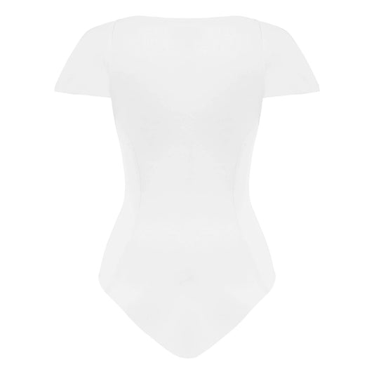 JENDUE Otara White Denim Bodysuit - Stylish Cut-Outs by Jendue