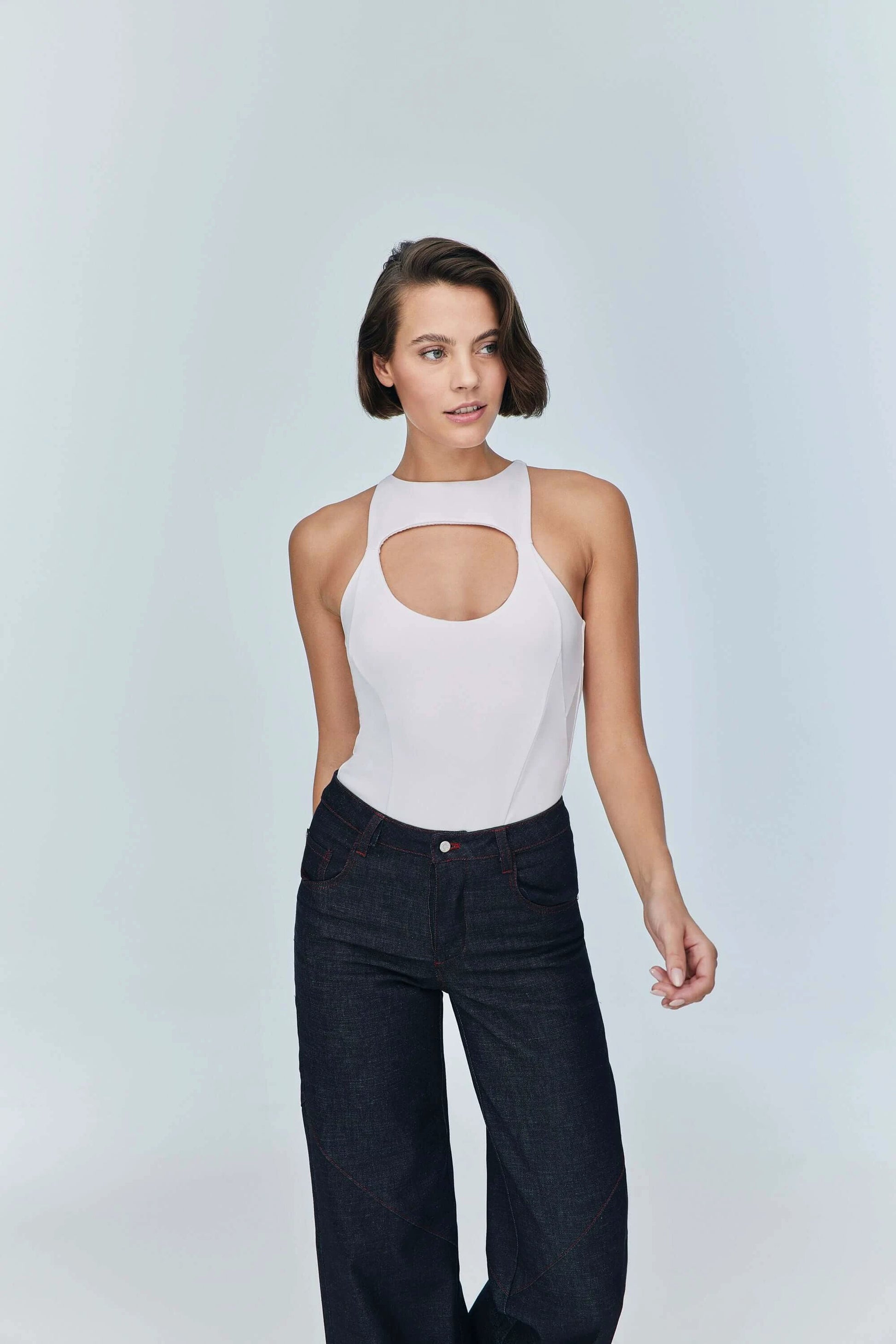 JENDUE Pera Bodysuit Denim Jumpsuit - Stylish Cutout by Jendue