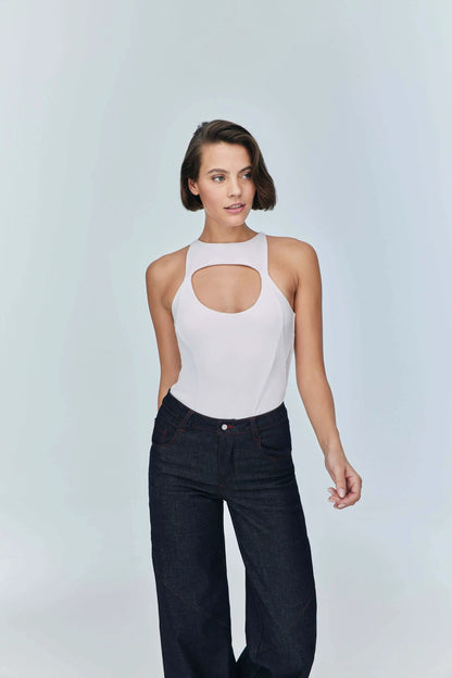 JENDUE Pera Bodysuit Denim Jumpsuit - Stylish Cutout by Jendue