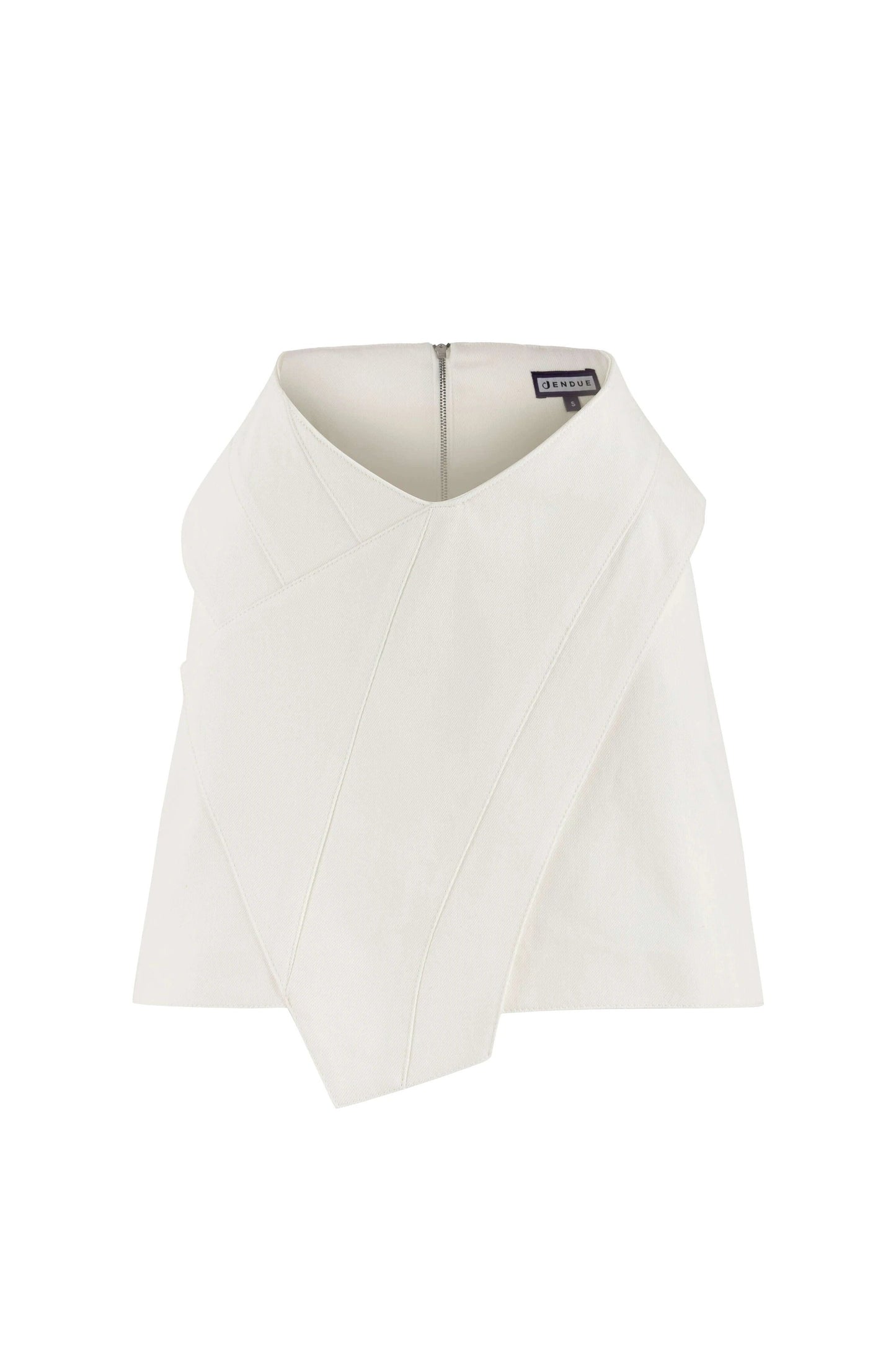 JENDUE Ron 3D Denim Mini Skirt - Unique White Asymmetrical by Jendue