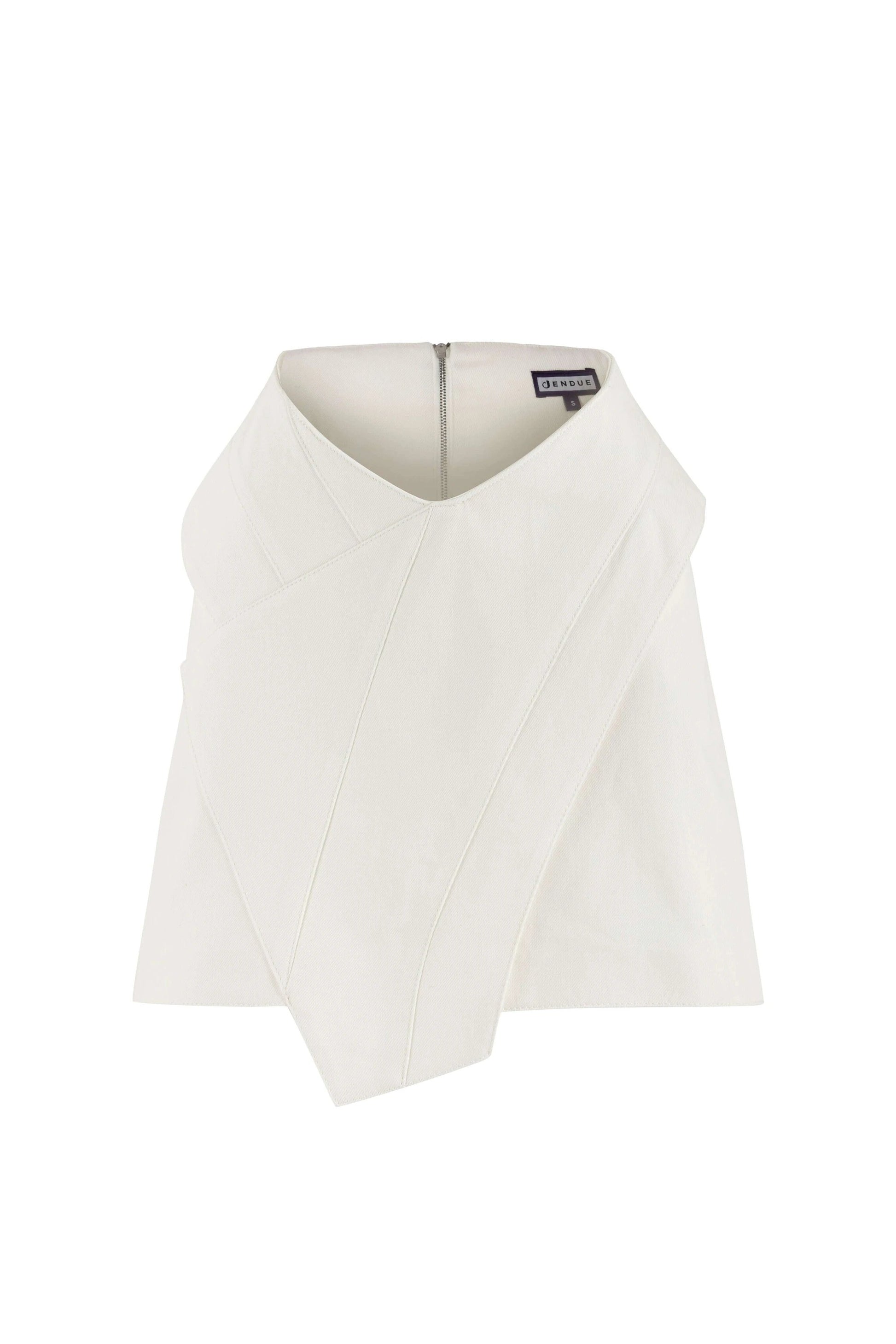 JENDUE Ron 3D Denim Mini Skirt - Unique White Asymmetrical by Jendue