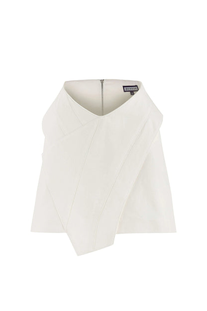 JENDUE Ron 3D Denim Mini Skirt - Unique White Asymmetrical by Jendue