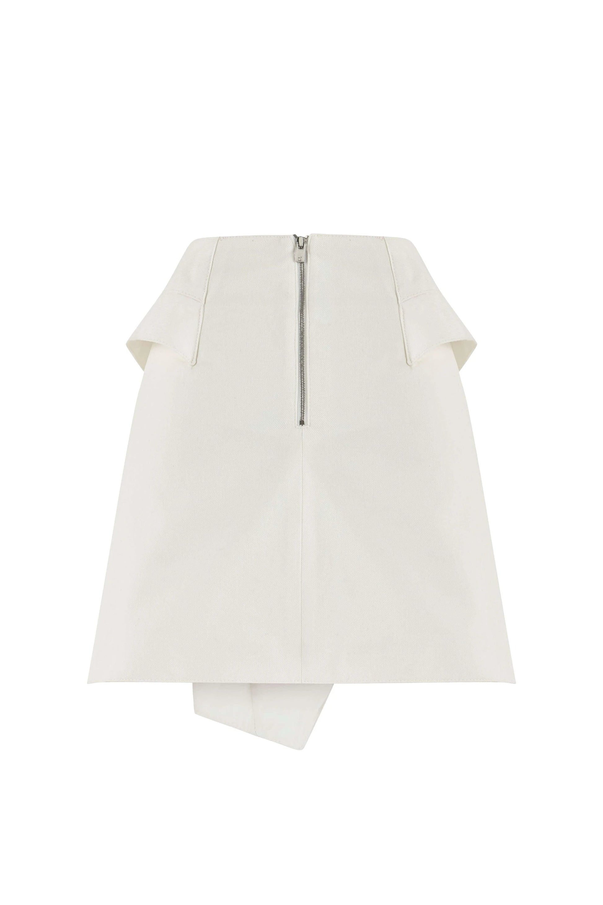 JENDUE Ron 3D Denim Mini Skirt - Unique White Asymmetrical by Jendue