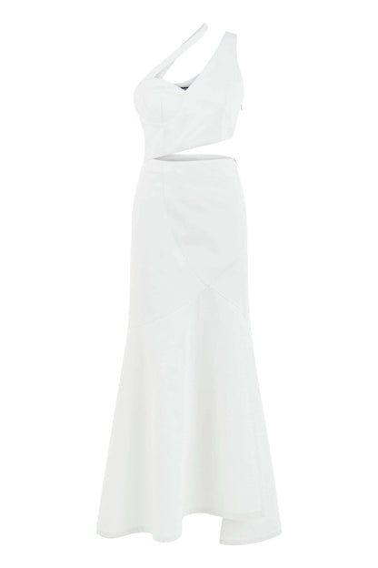 JENDUE Ron Asymmetric White Denim Maxi Dress - Elegant by Jendue