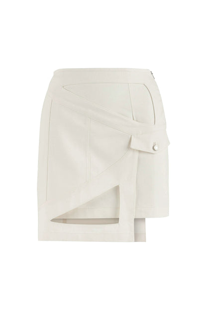 JENDUE Ron Eye Mini Denim Skirt - Modern Asymmetrical Style by Jendue