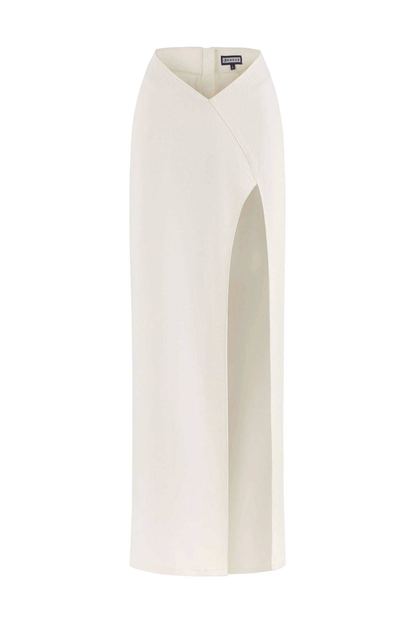 JENDUE Ron Maxi Denim Skirt - High Slit White Denim Skirt by Jendue