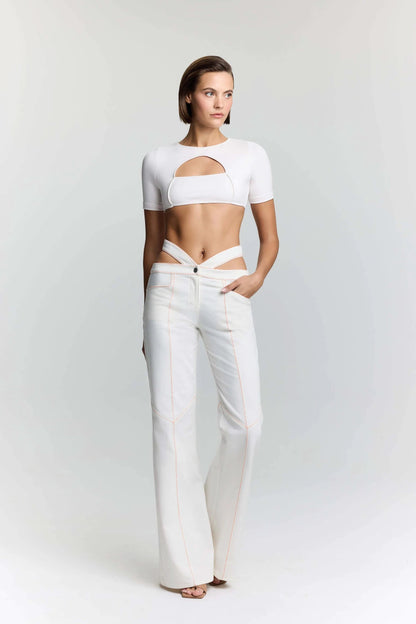 JENDUE Ronny Denim Jersey Crop Top - Stylish & Comfy by Jendue US