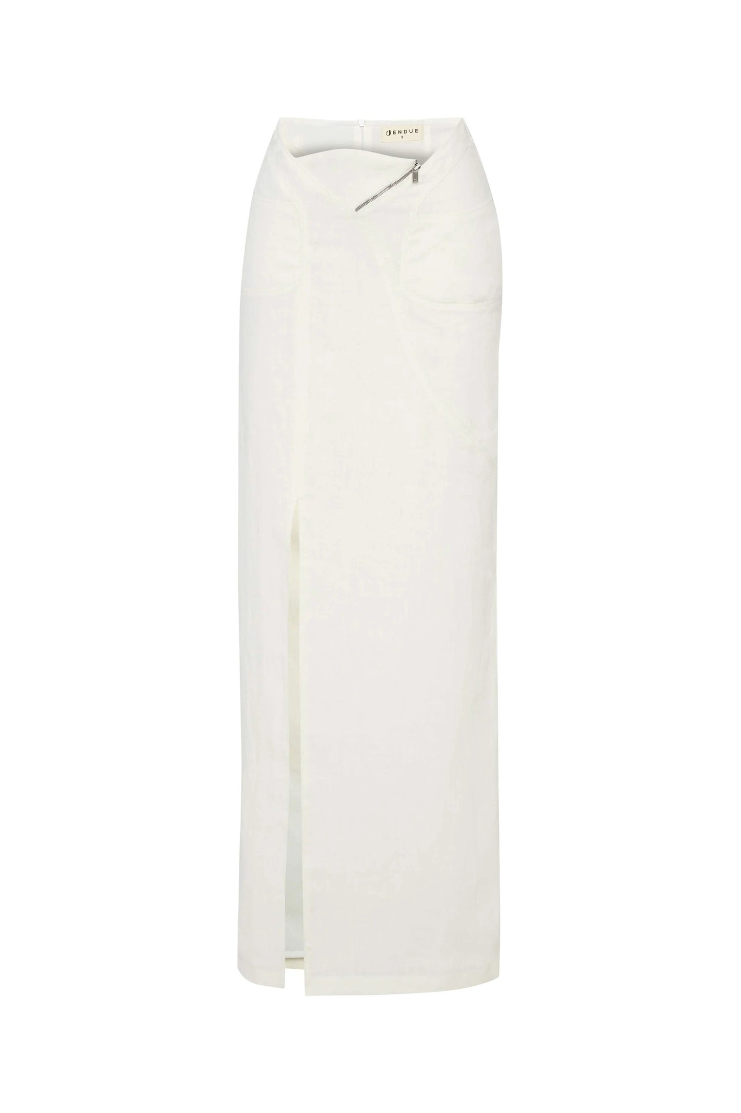 JENDUE Serena Denim Linen Skirt - White | Shop Maxi Skirts by Jendue US
