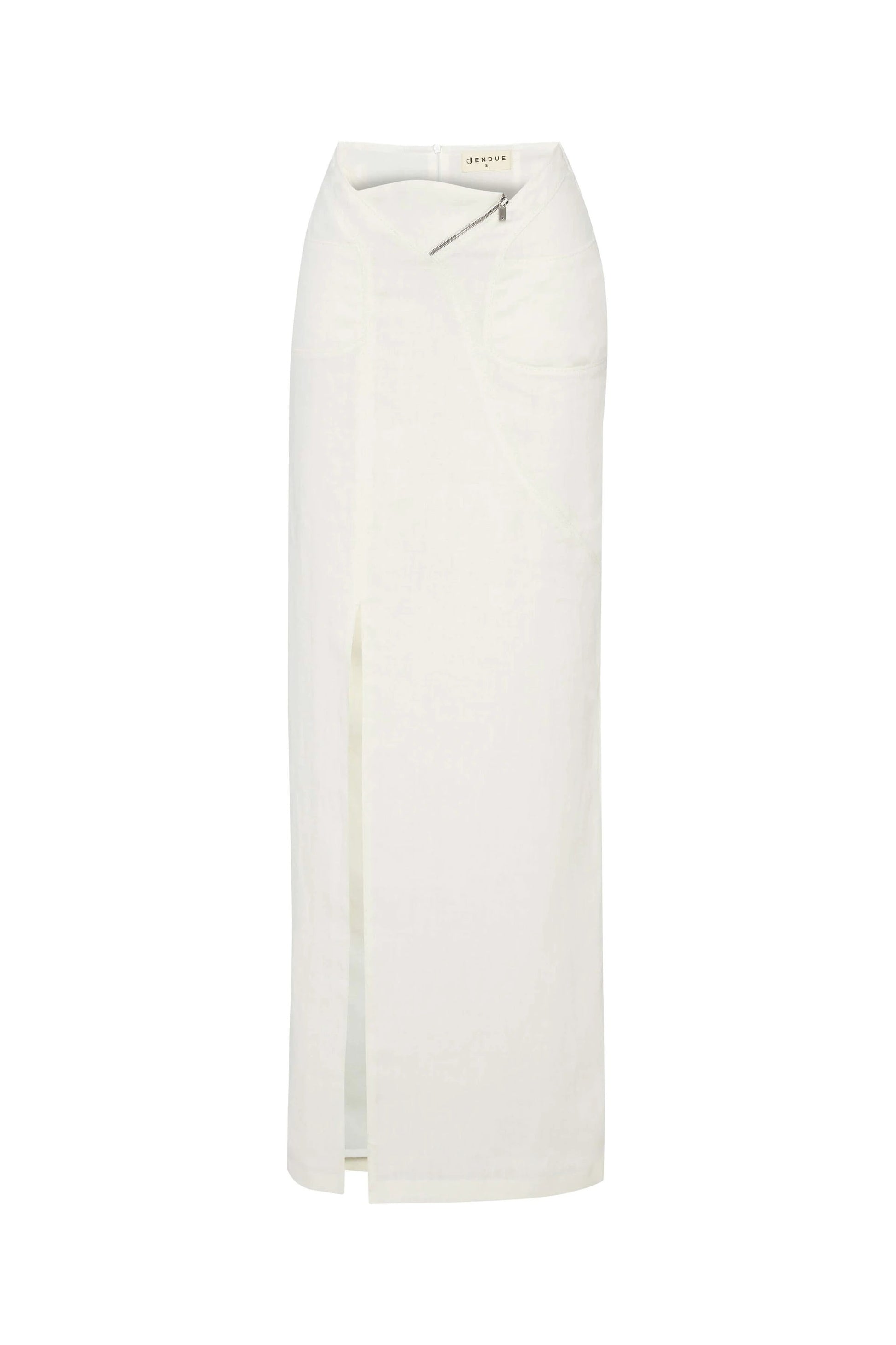 JENDUE Serena Denim Linen Skirt - White | Shop Maxi Skirts by Jendue US