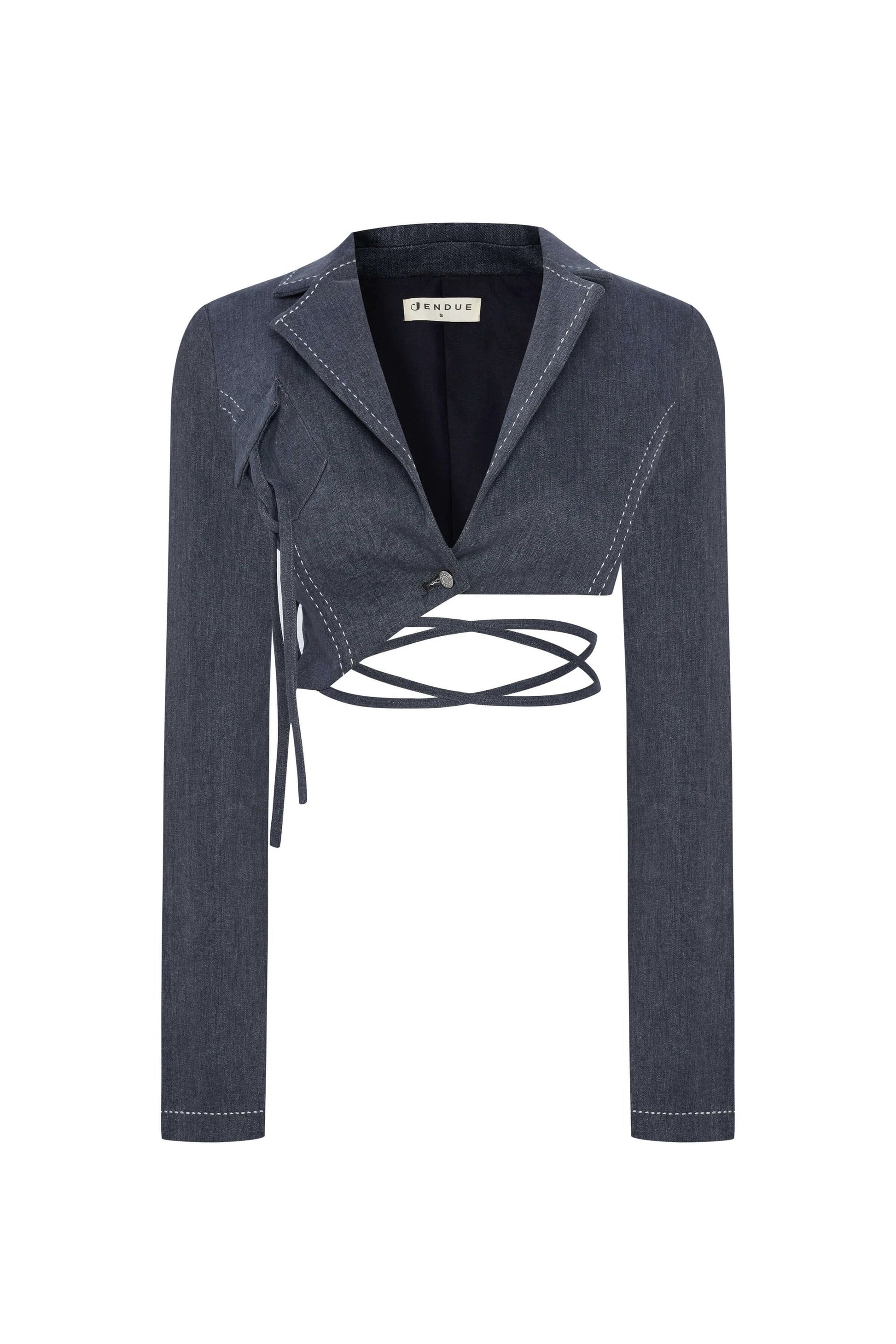 JENDUE Serendipity Denim Jacket - Cropped Lace-Up Style by Jendue