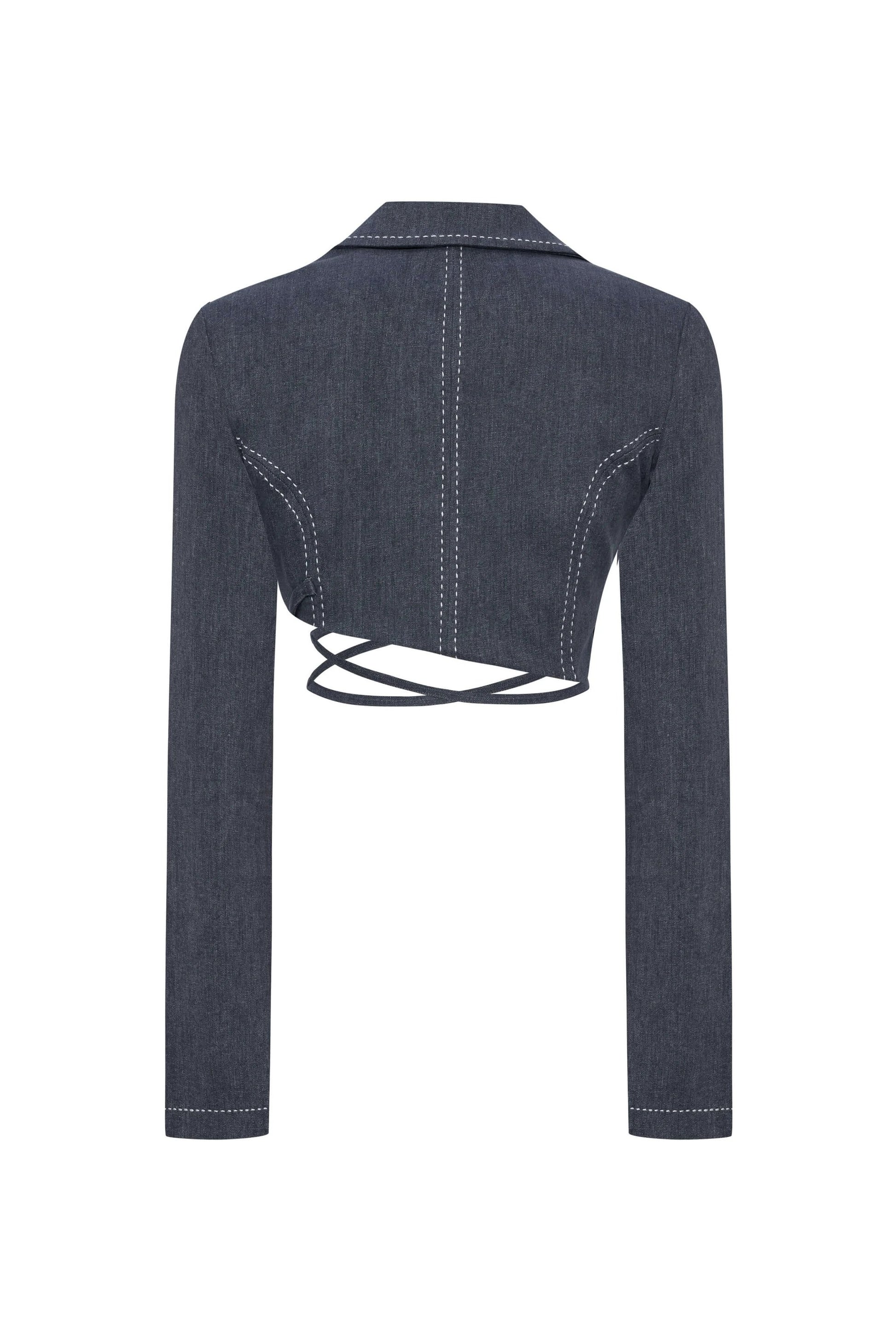JENDUE Serendipity Denim Jacket - Cropped Lace-Up Style by Jendue