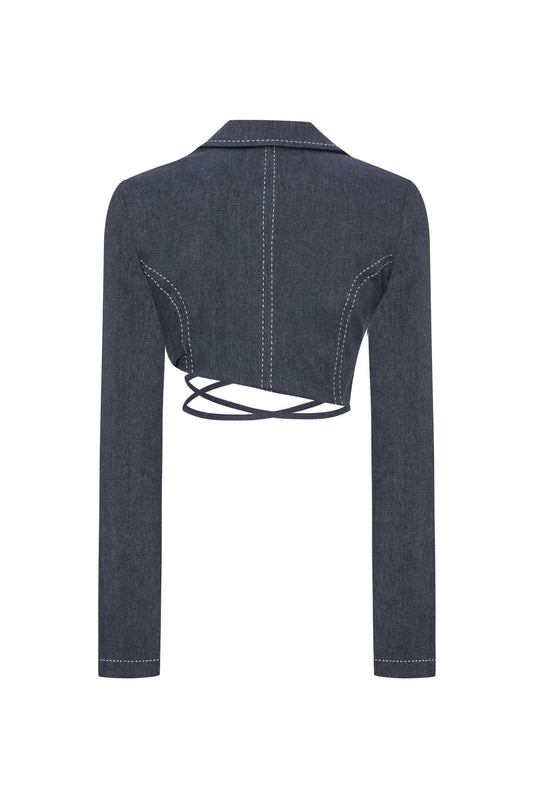 JENDUE Serendipity Denim Jacket - Cropped Lace-Up Style by Jendue