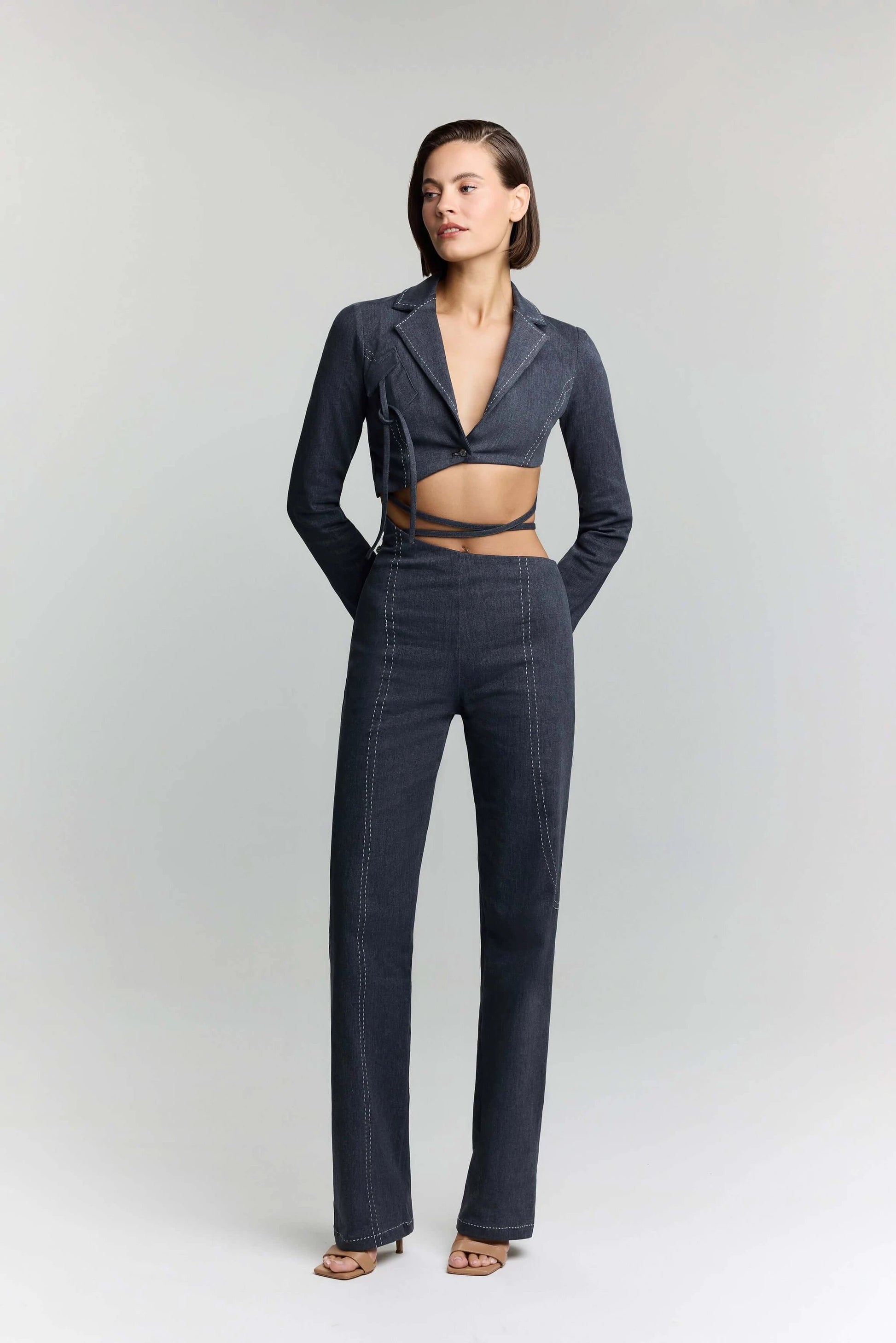 JENDUE Serendipity Denim Jacket - Cropped Lace-Up Style by Jendue