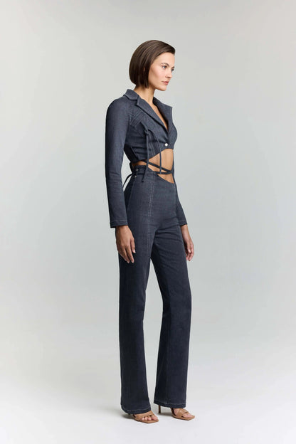 JENDUE Serendipity Denim Jacket - Cropped Lace-Up Style by Jendue