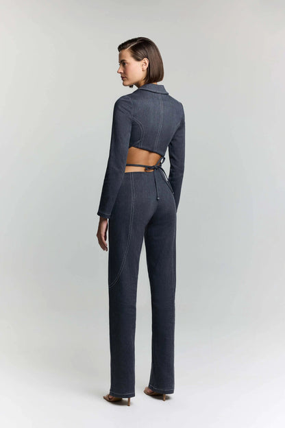 JENDUE Serendipity Denim Jacket - Cropped Lace-Up Style by Jendue