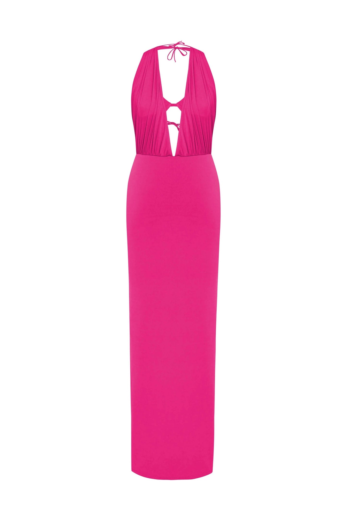 JENDUE Siena Denim Maxi Dress - Elegant Halter Neck Cut-Out by Jendue