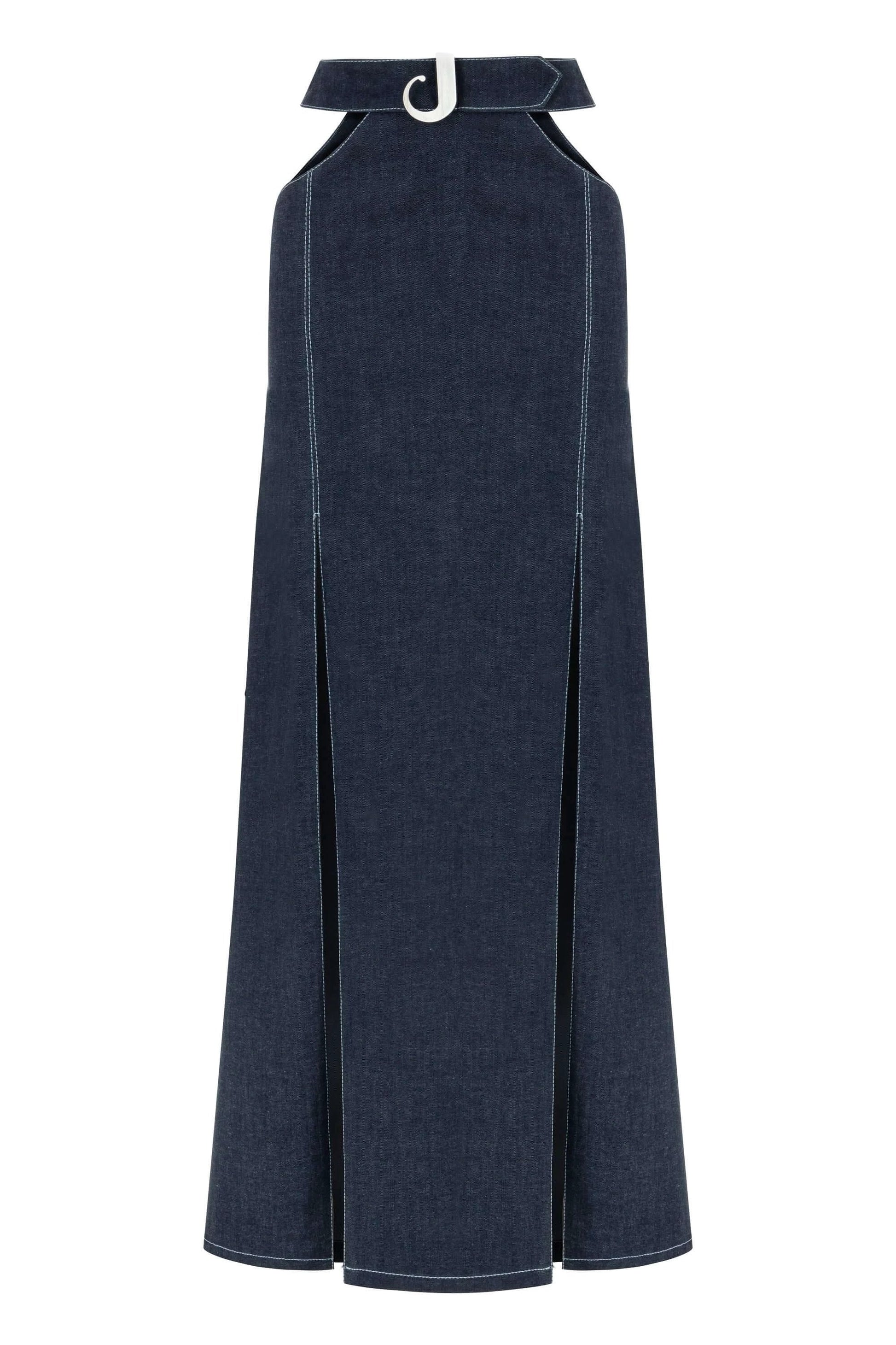 JENDUE Siena Maxi Denim Skirt - High-Waisted A-Line Blue by Jendue