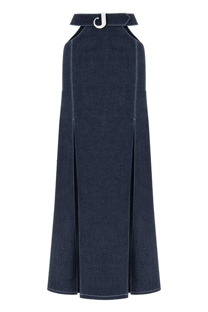 JENDUE Siena Maxi Denim Skirt - High-Waisted A-Line Blue by Jendue
