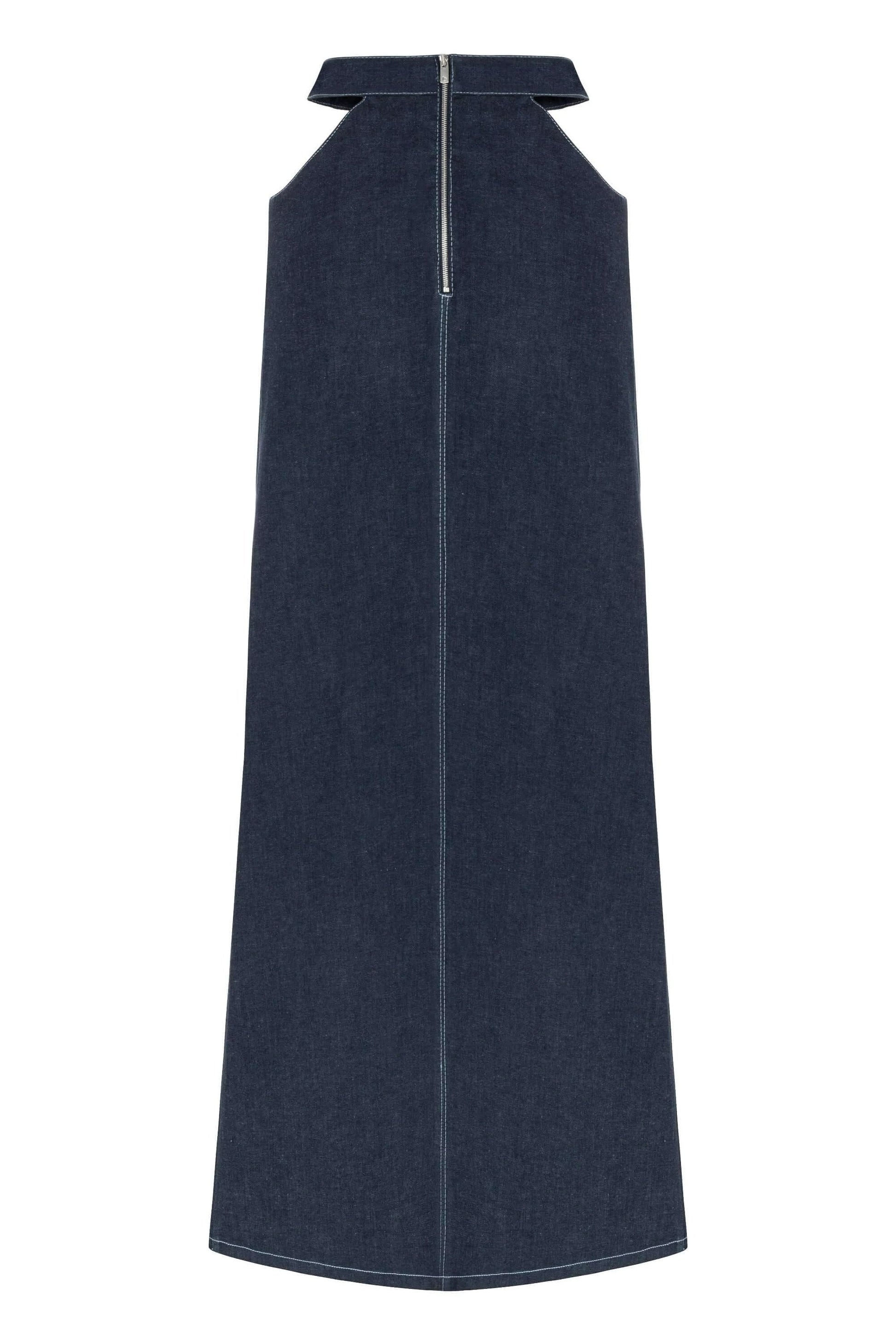 JENDUE Siena Maxi Denim Skirt - High-Waisted A-Line Blue by Jendue