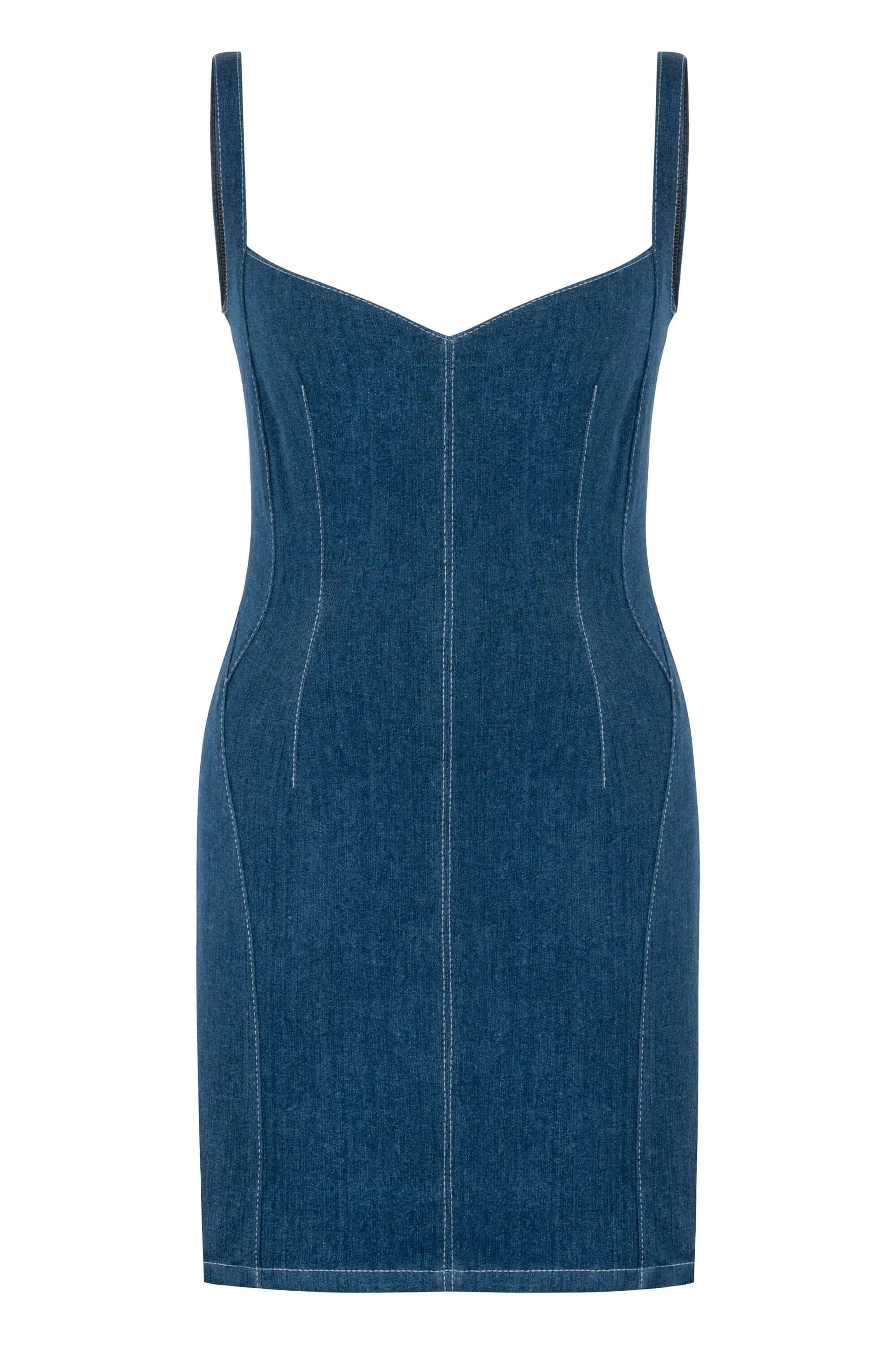 JENDUE Sosa Denim Mini Dress - Sleeveless Bodycon Jean Dress by Jendue