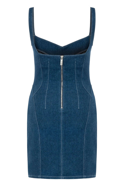 JENDUE Sosa Denim Mini Dress - Sleeveless Bodycon Jean Dress by Jendue