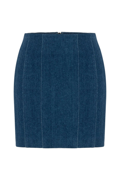 JENDUE Sosa Denim Skirt - High-Waisted Blue Mini Skirt by Jendue