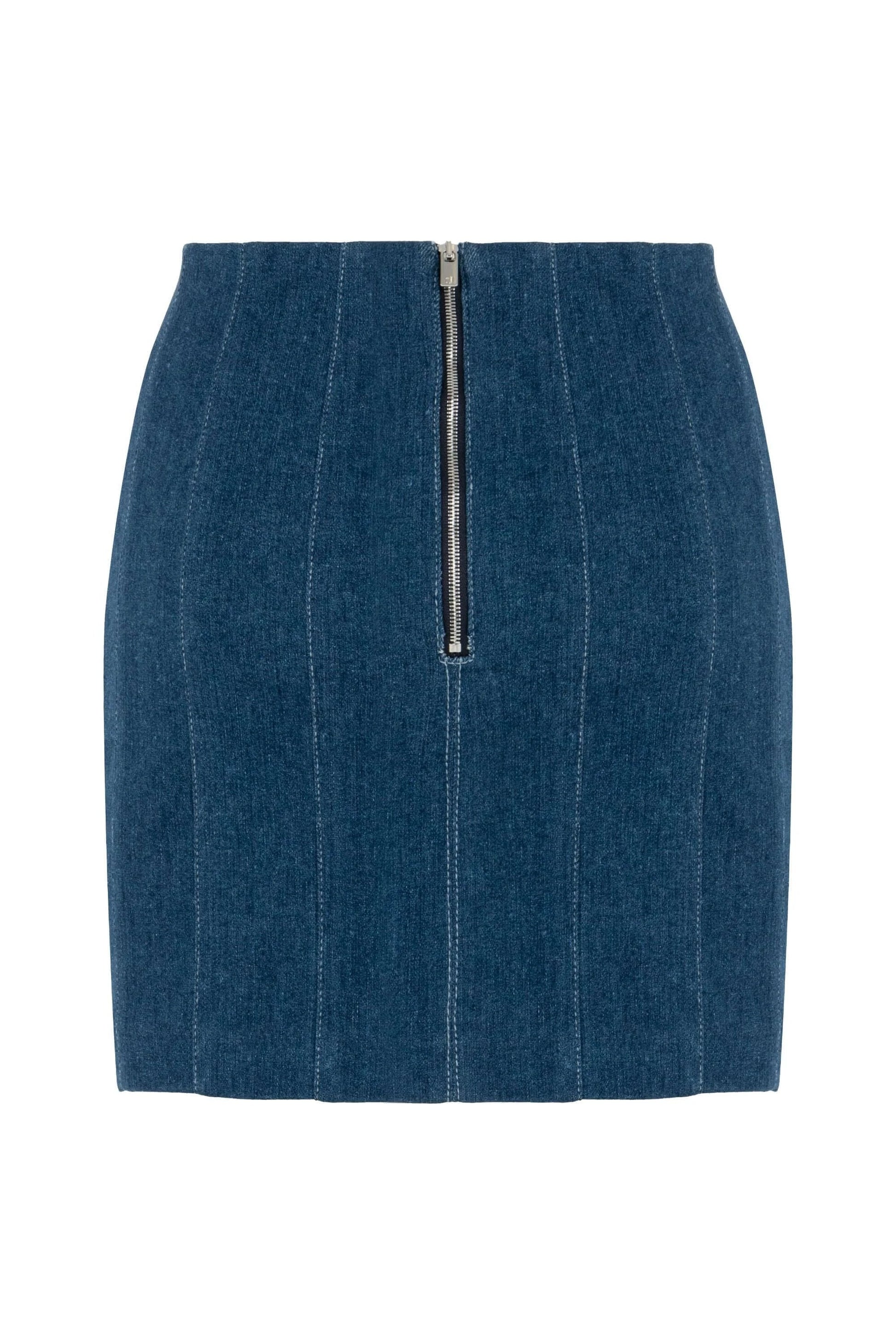 JENDUE Sosa Denim Skirt - High-Waisted Blue Mini Skirt by Jendue