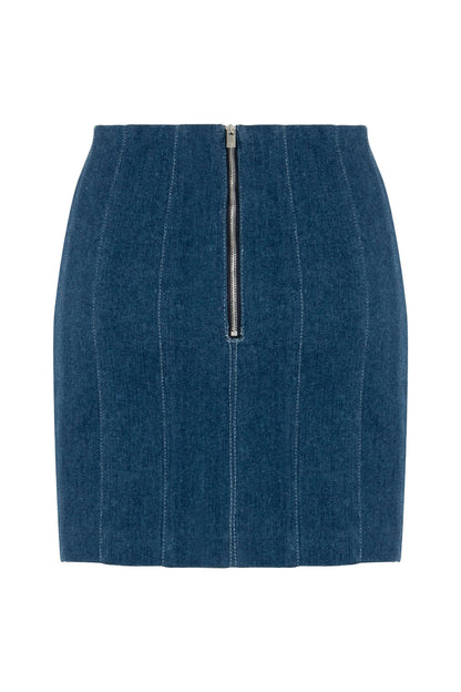 JENDUE Sosa Denim Skirt - High-Waisted Blue Mini Skirt by Jendue