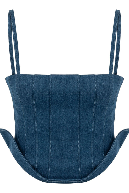 JENDUE Sosa Denim Top - Strapless Denim Corset by Jendue