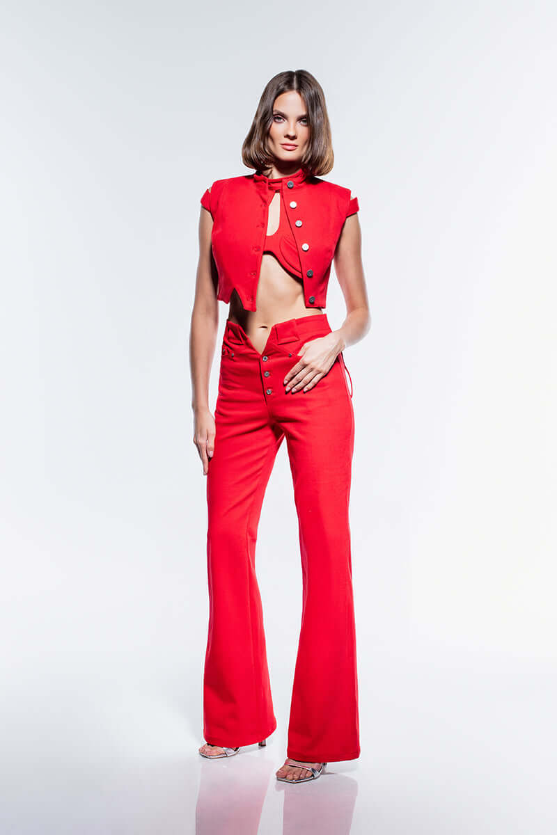 JENDUE Soul Flame Denim Crop Top