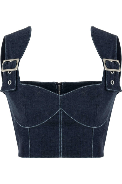 JENDUE Vonk Belted Denim Top | Stylish Jean Crop Top by Jendue