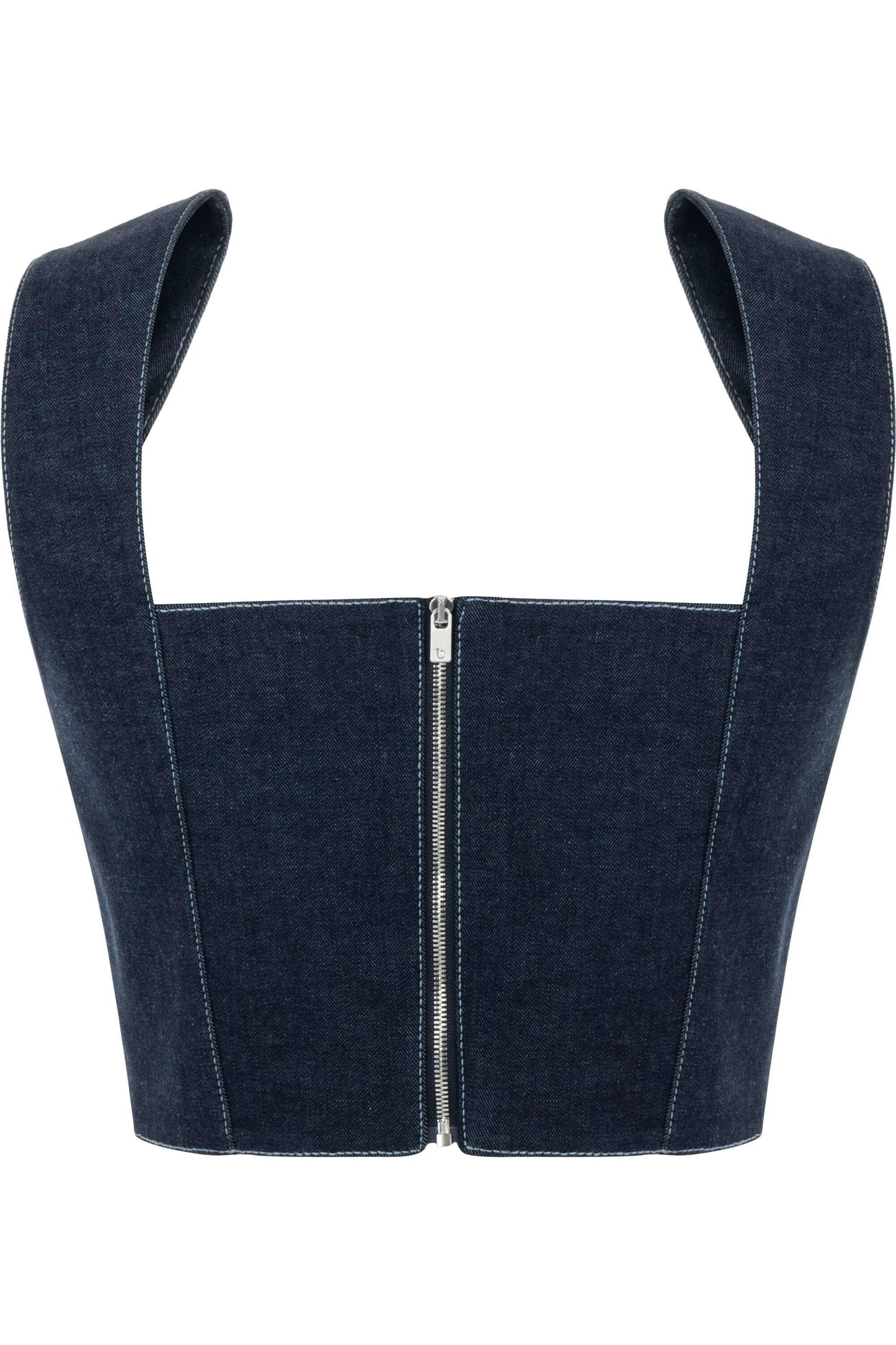 JENDUE Vonk Belted Denim Top | Stylish Jean Crop Top by Jendue